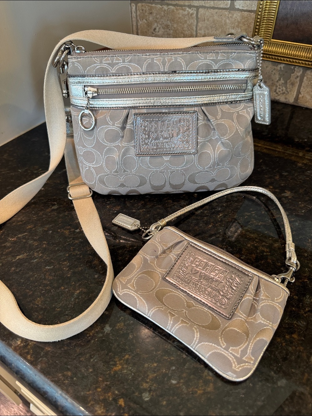Y2K Coach Poppy Crossbody and wristlet matching set